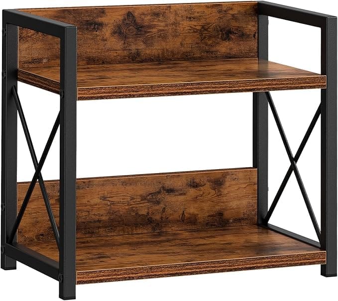 Shoper cart kitchen organizer rack, 2-Tier Spice Rack Organiser, Rustic Brown and Black, 30cm x 15.7cm x