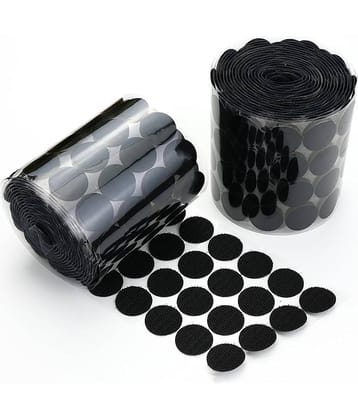 PRANSUNITA Polyster 100 Set Self Adhesive Coins Hook and Loop Dots ( Pack of 1 )