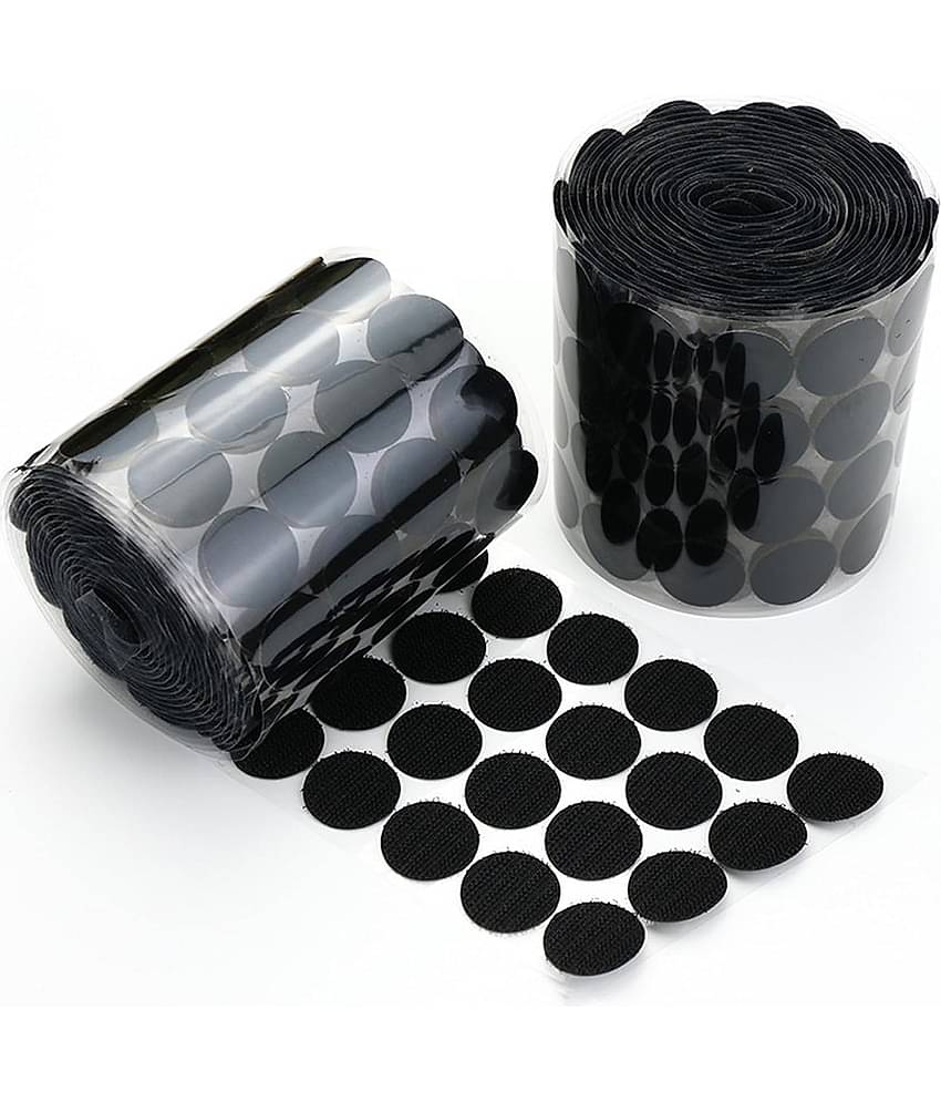 PRANSUNITA Polyster 100 Set Self Adhesive Coins Hook and Loop Dots ( Pack of 1 )