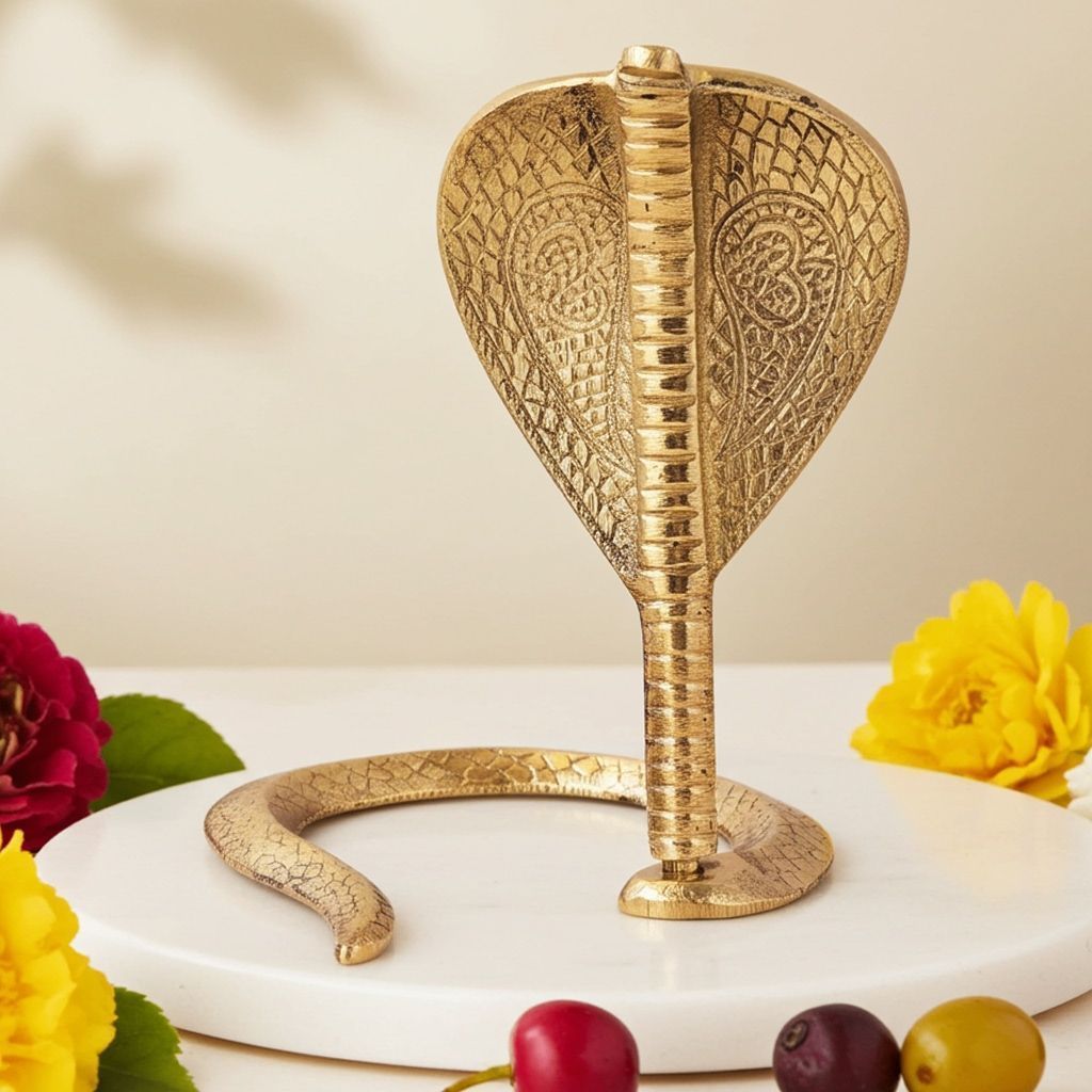 Copper Big Snake For Shivling ? Heavy Naga Dev Ring, 7 Inch, Height : 7 Inch (ZMAS299 E)