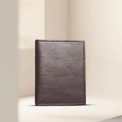 Brown Vertical Genuine Leather Wallet for Cards & Visiting Cards