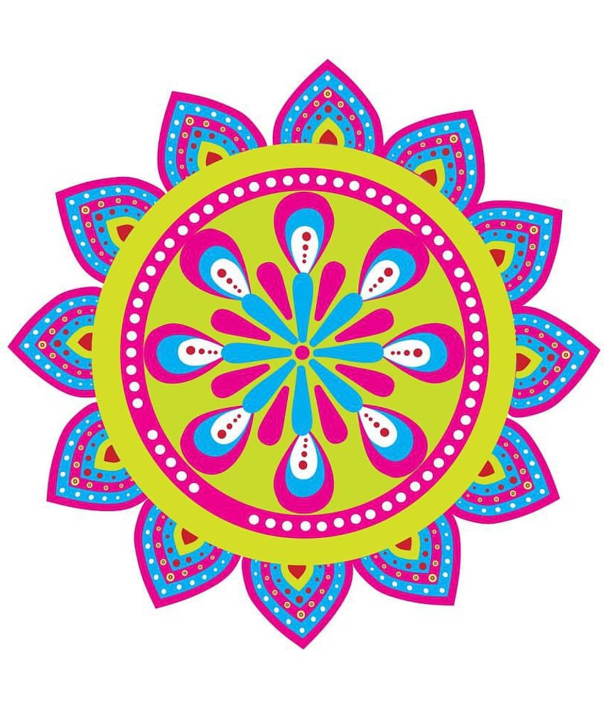 Decor Villa Rangoli Floor Sticker Festive Sticker ( 40 x 40 cms )