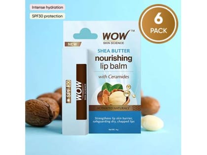 WOW Shea Butter Nourishing Lip Balm with Ceramides SPF 30 - 4g - Pack of 6