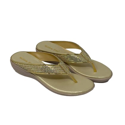 Golden Glimmer Wedge Sandals-Gold / 36