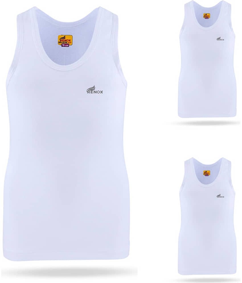 Renox Pack of 3 Boys Cotton Vest ( White )