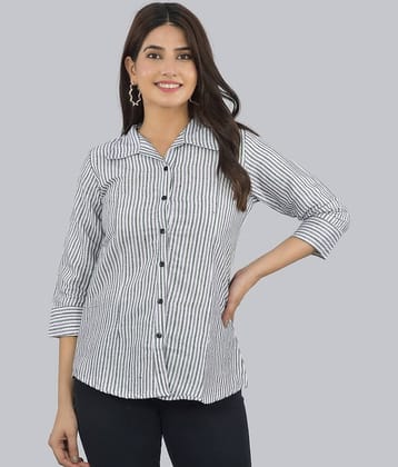 FABISHO Women Striped Linen Shirt ( Grey )