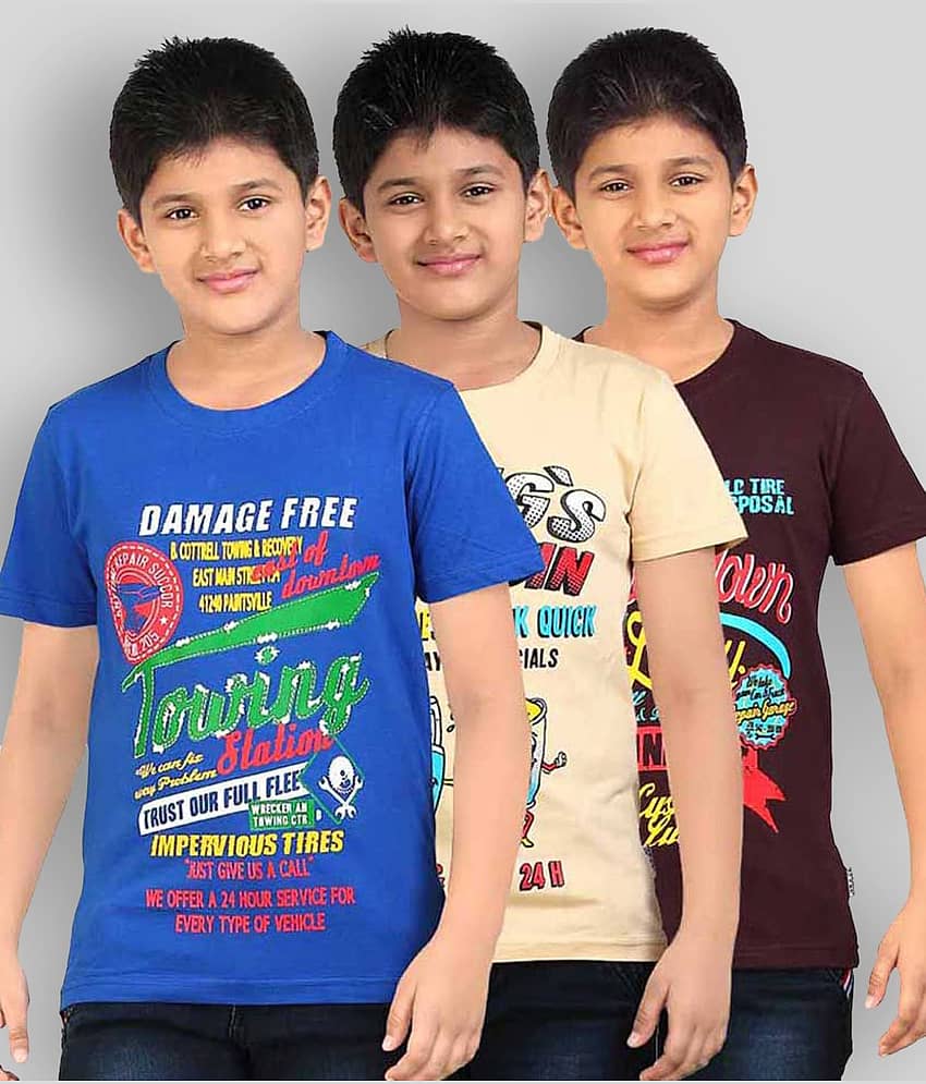 Dongli Pack of 1 Boys Cotton T-Shirt ( Multicolor )