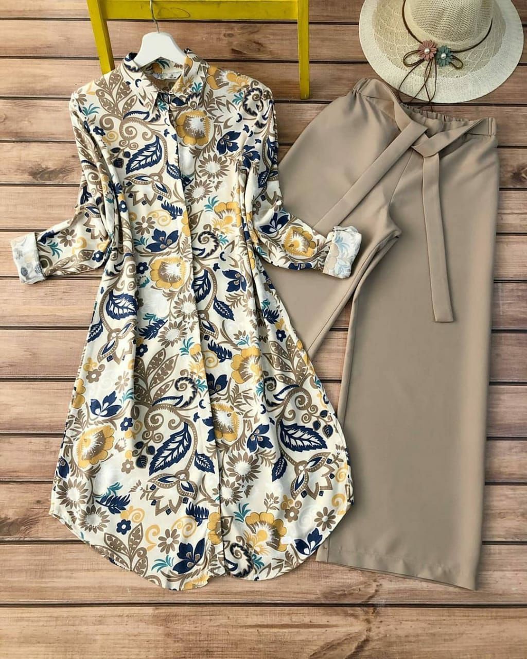 Chic and Multicolor Designer Printed Kurti With Hazel Palazzo by Glamastitch-M