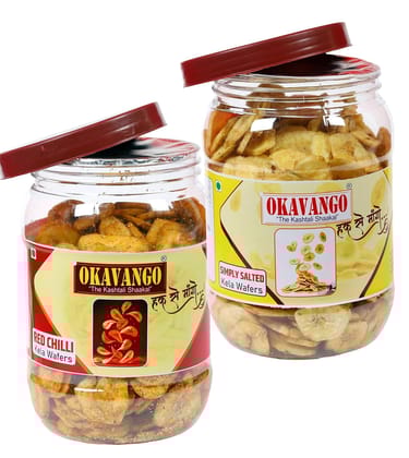Okavango Banana Chips, Red Chilli and Simply Salted Flavours, 300g, Pack of 2