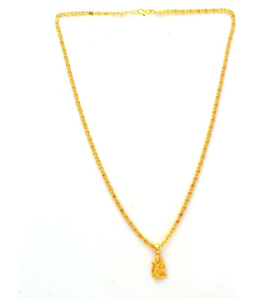 Jewar Mandi Radha Krishna Ji Bansiwala Kanhaiya Gold Plated Locket/Pendant with Link Chain Daily use for Men, Women & Girls, Boys