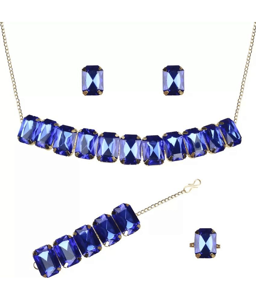 PUJVI - Blue Alloy Necklace Set ( Pack of 1 )