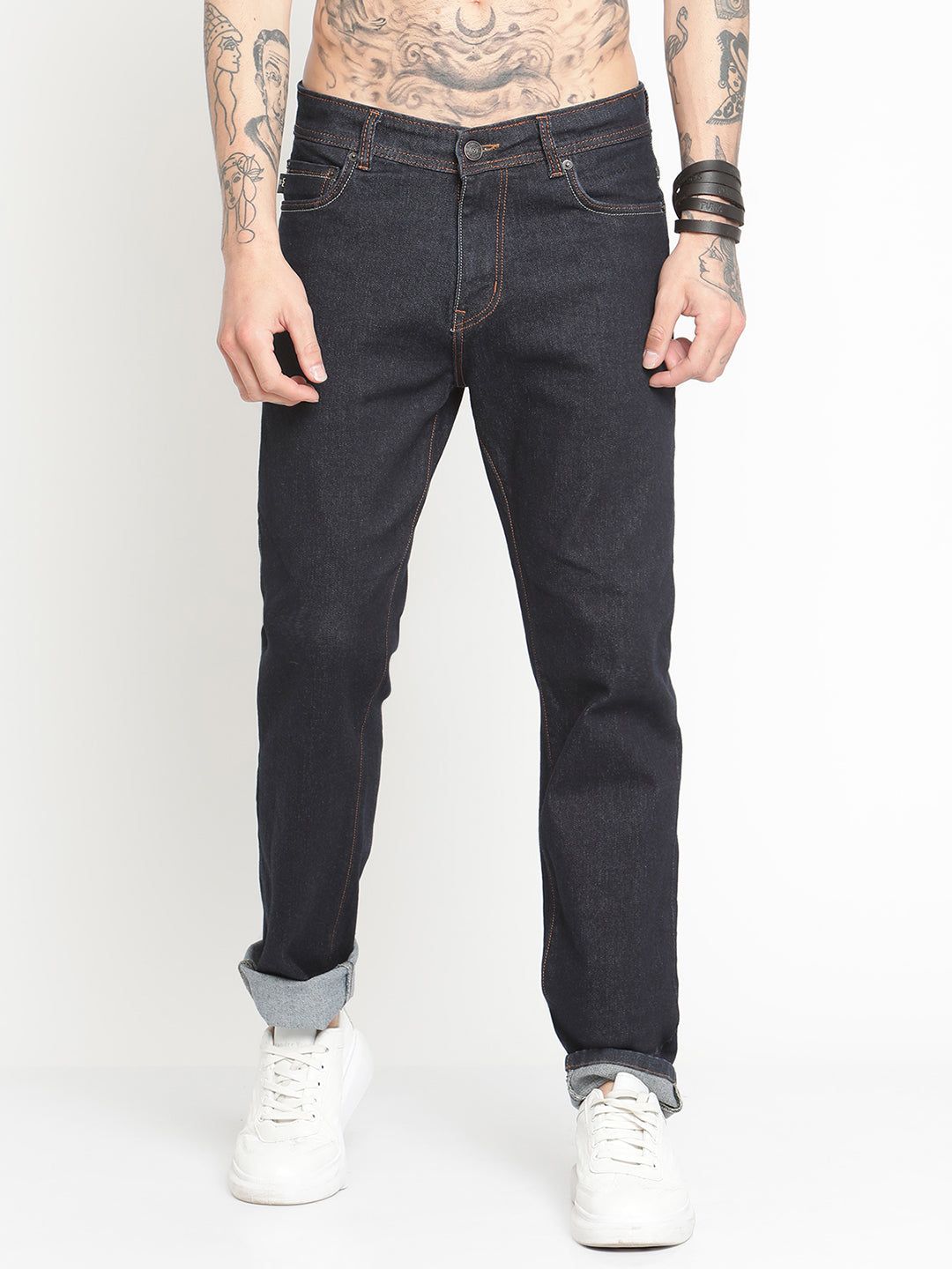 Punk Men Regular Fit Jeans-30 / Blue