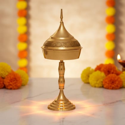 Brass Hurahi No.7 Traditional Utensil | Indian Brass Handicraft, Height : 15 Inch (ZMAS226 I)