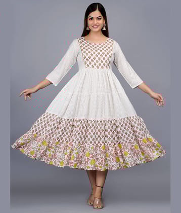 NUPITAL Rayon Printed Anarkali Women's Kurti - Silver ( Pack of 1 )