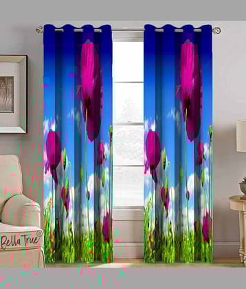 BELLA TRUE  Set of 2 Window SemiTransparent Eyelet Polyester Multi Color Curtains ( 152 x 113 cm )