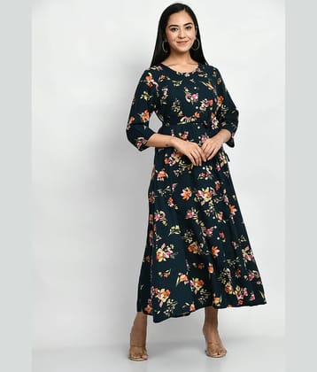 MAURYA Women Rayon Printed A-line Dress ( Green )