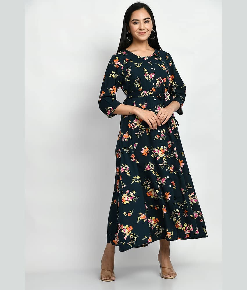 MAURYA Women Rayon Printed A-line Dress ( Green )