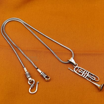 925 sterling silver small trumpet or cornet pendant, amazing musical instrument pendant for best wishes gift from india ssp1554-Only Pendant