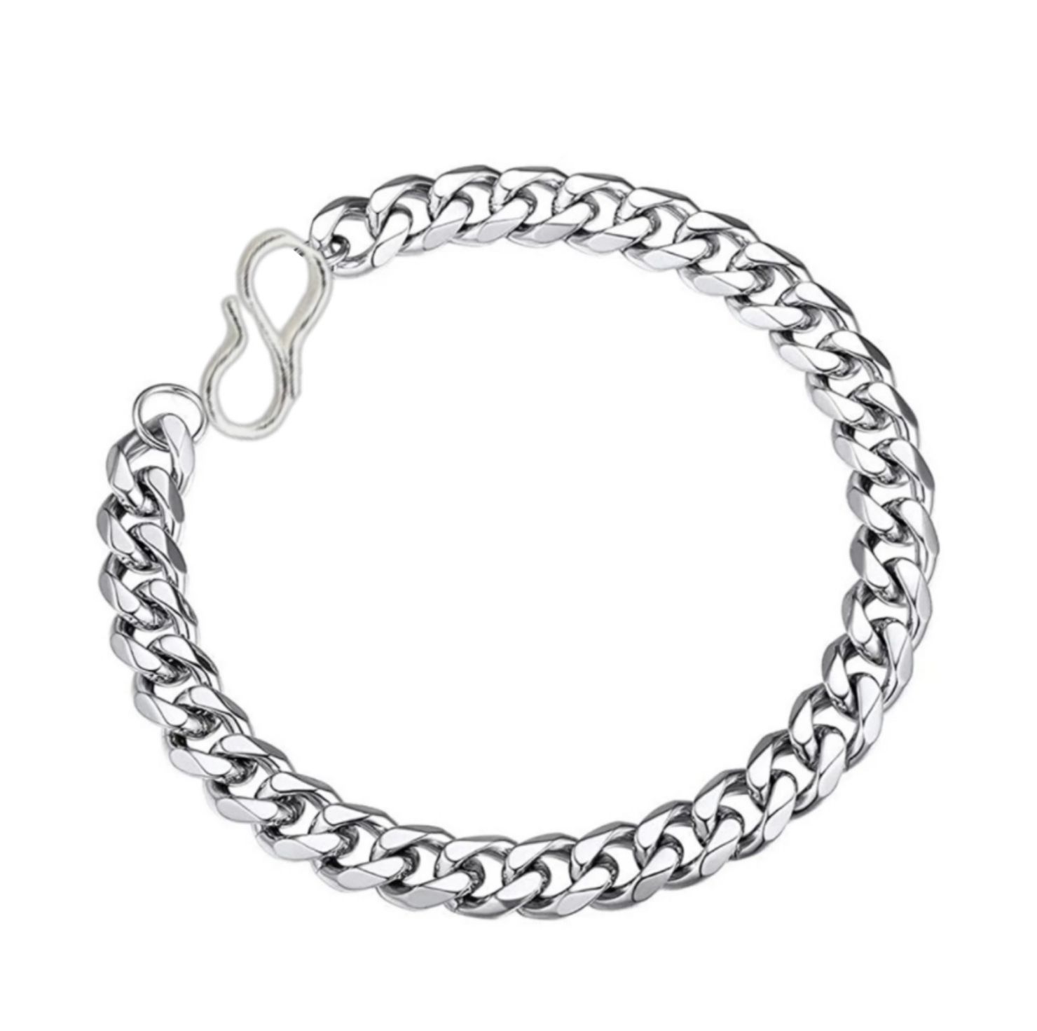 Evordlss Golden Curb Chain Bracelet, 20 Cm Length, Silver Plated, for Men & Boys (Pack of 1)