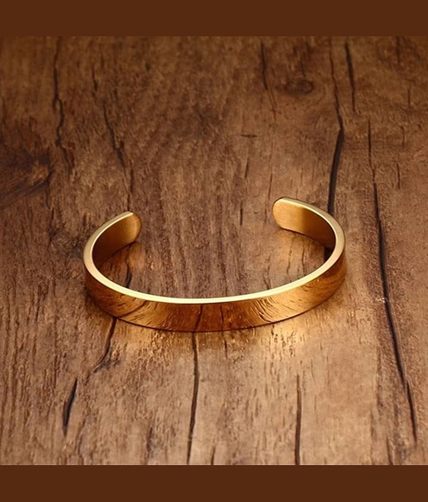 The Jewelbox Solid Cuff 18K Gold 316L Surgical Stainless Steel Cuff Kada Bangle Bracelet For Boys Men
