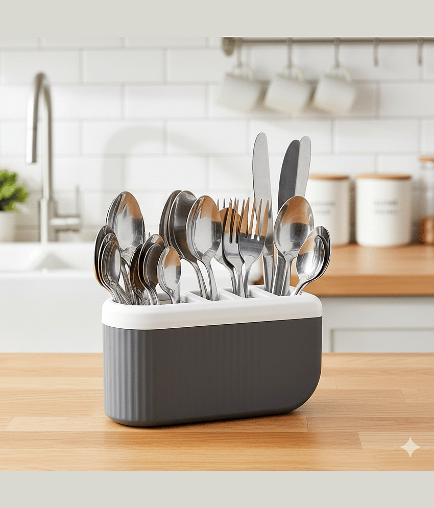 FIT4CHEF Kitchen Spoon Stand Plastic Grey Multi-Purpose Container ( Set of 1 )