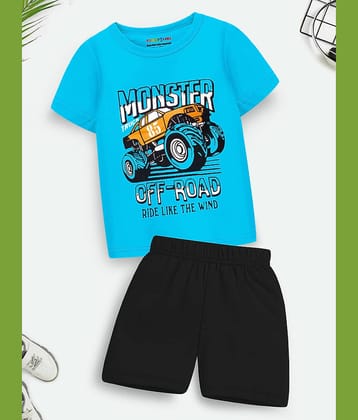 Trampoline Pack of 1 Boys Cotton Blend T-Shirt & Shorts Set ( Black )