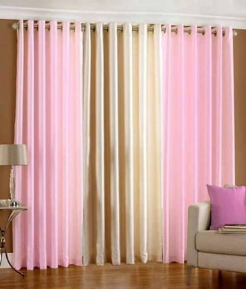 N2C Home Solid Semi-Transparent Eyelet Curtain 7 ft ( Pack of 3 ) - Multicolor