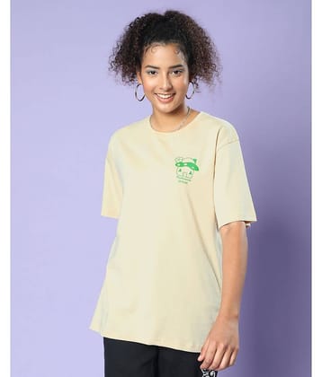 JUNEBERRY Women Cotton Printed Oversized Fit Round Neck T-Shirt ( Pink )