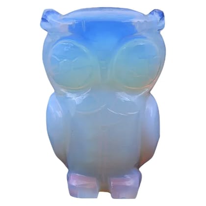 Opalite Crystal Owl, Fengshui, Good Luck Symbol of Wisdom and Protection from Evil, Statue, Laxmi Vahana(KI_087)  by Krishna Impex