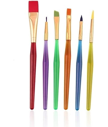 ECLET ™ 6 PCS Set Colourful Candy Plastic Hands Kids Paint Brush Set Paint Pen Tools