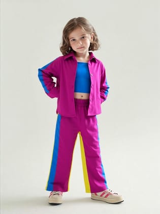 Girl's 3 Piece Imported Co-Ord Set  [GCS-7438] (4-12 Years)-4-5Y (Size - 24) / Imported