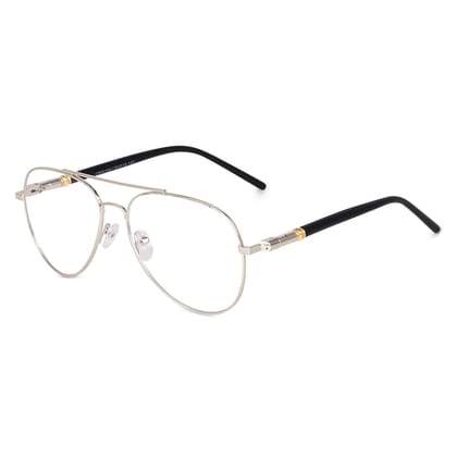 Dervin Blue Light Blocking Blue Cut Zero Power anti-glare Retro Aviator Eyeglasses frame for Eye Protection from UV by Computer/Tablet/Mobile/Laptop-Silver