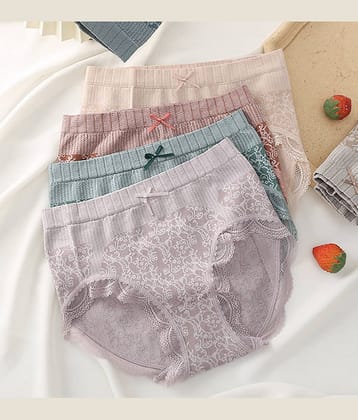 3Mads Pack of 4 Nylon Hipster For Women ( Multicolor5 )