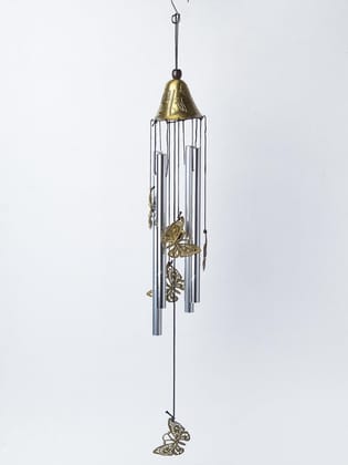 Unique Silver & Copper Decorative Wind Chime For Home - 7 X 7 X 53.5 Cm