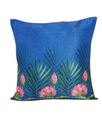 Koko Decorative Polyester Cushion Cover 16x16 Inch  Soft Textured Blue Solid Color | Square Pillow Cover for Bed, Sofa, and Chair | Set of 1