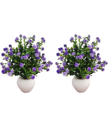 BAARIG - Blue Daisy Artificial Flower ( Pack of 2 )