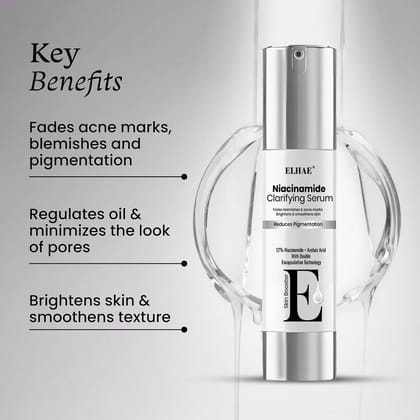 ELHAE 12% Niacinamide & Azelaic Acid Face Serum | Reduces Acne, Blemishes & Marks | Brightens Skin & Improves Texture | Face Serum for All Skin Types | Women & Men | 30 ml