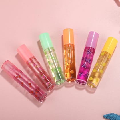 Elecsera Fruit Flavoured Lip Gloss Transparent Moisturizing Lip Gloss Long Lasting Nourishing Lip Oil & Plumper For A Long Time Pack of 6 ALL FLAVOR (Pack of: 6, 21 g)
