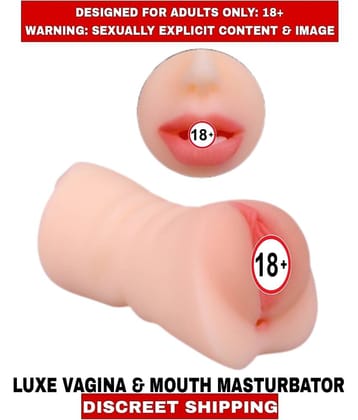 Sexual Wellness Men's Sex Toys Real Feel L U X E 2in1 Pocket Pussy Vagina and Mouth Double Side Silicon Masturbator For Men