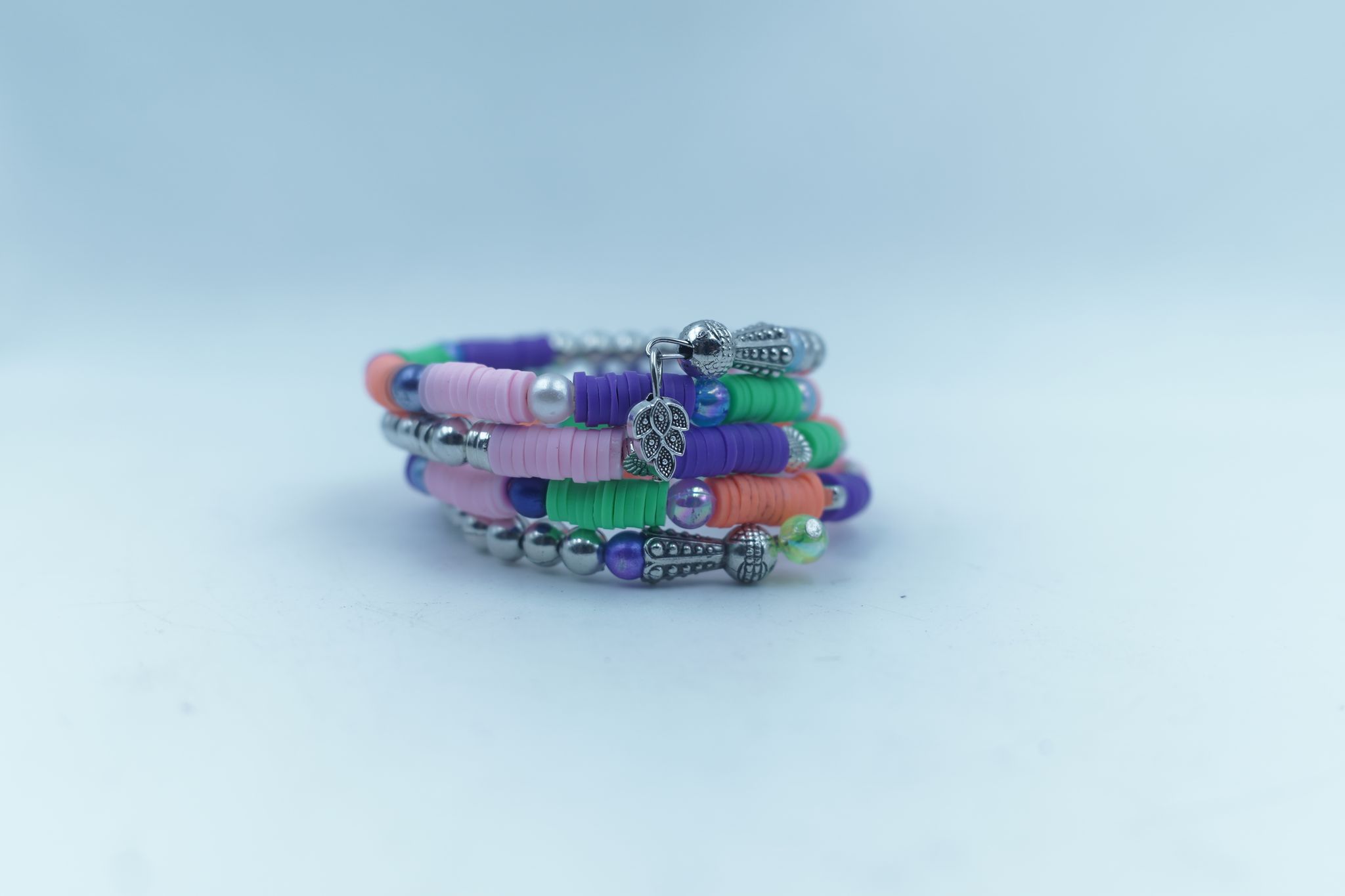 Premium Multi-Layer Neon Memory Wire Charm Bracelet