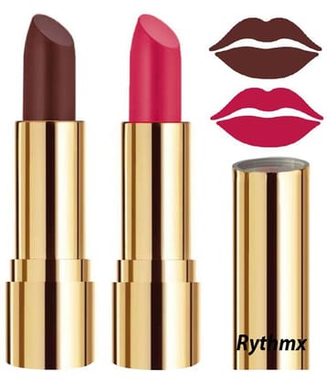 Rythmx Brown,Pink Matte Creme Lipstick Long Stay on Lips Multi Pack of 2 8 g