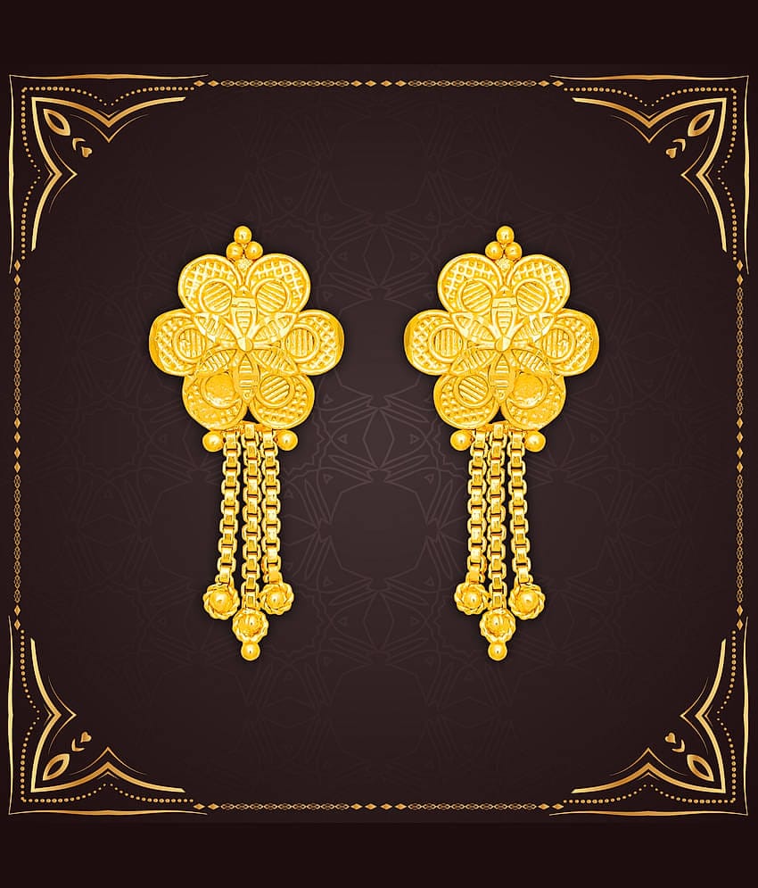 LUV FASHION Golden Drop Earrings ( Pack of 1 )