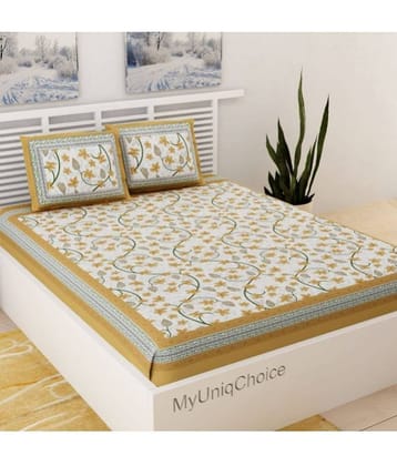 Uniqchoice Cotton 1 Double Bedsheet with 2 Pillow Covers ( Brown )