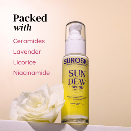 Suroskie Sundew Sunscreen SPF 55 PA++++ — No White Cast, Suitable for All Skin Types (50ML)-Single | ₹649