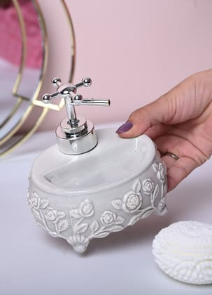 Grey Kitchen Dispenser Set with Scrubber - Oval Shape