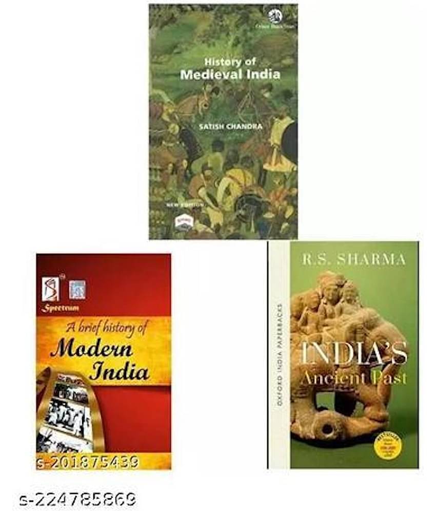 Set of 3 Books-Spectrum Book+ History of Medieval India Complete Book in English By Satish Chandra+Ancient history (RS Sharma) Upsc Civil Services Books