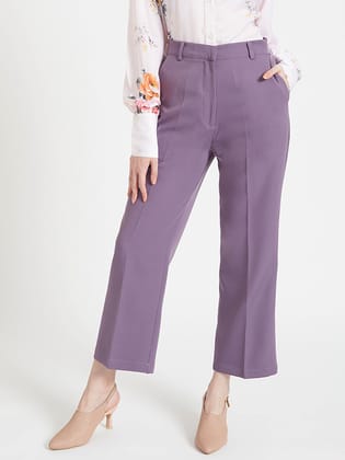 Women'S Luxury Banana Crepe Burlwood Straight Fit Flap Pocket Trouser-28