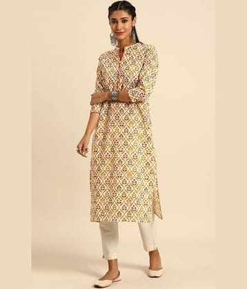 Rajnandini - Beige 100% Cotton Women's Straight Kurti ( Pack of 1 )