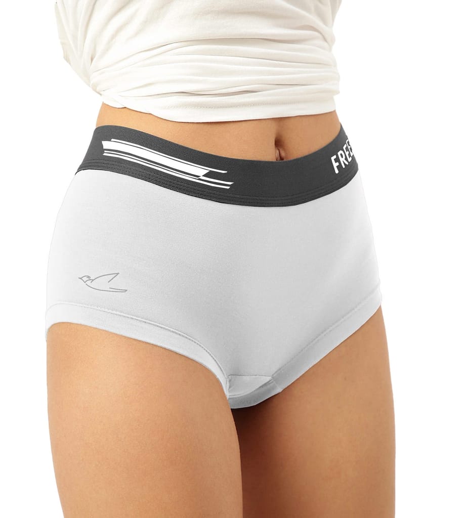 Freecultr Women's Underwear Antibacterial Micromodal Airsoft | Boxer Brief - Non-Itch, No Chafing, Sweat-Proof Comfort Pack of 1-Cloud White