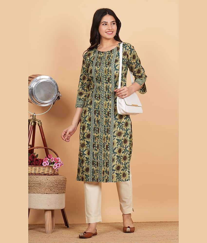 Vbuyz Cotton Printed Straight Women's Kurti - Blue ( Pack of 1 )